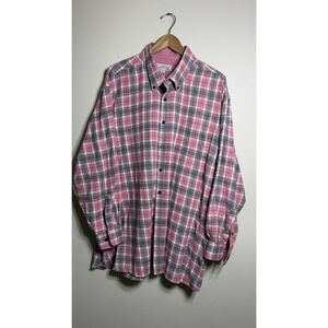 Westport Lifestyle Shirt 3XB Mens Big Pink Gray Plaid Cotton Flannel Button Up